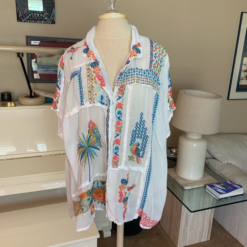 Johnny Was Multicolor Patchwork Blouse - image 2